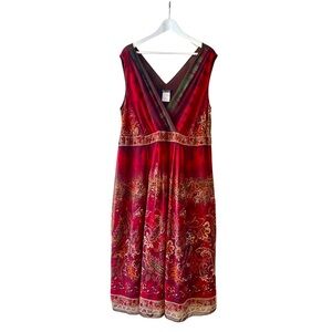 P.S. Style Women's Petite Burgundy Paisley Maxi Dress V Neck Grunge Boho 22WP